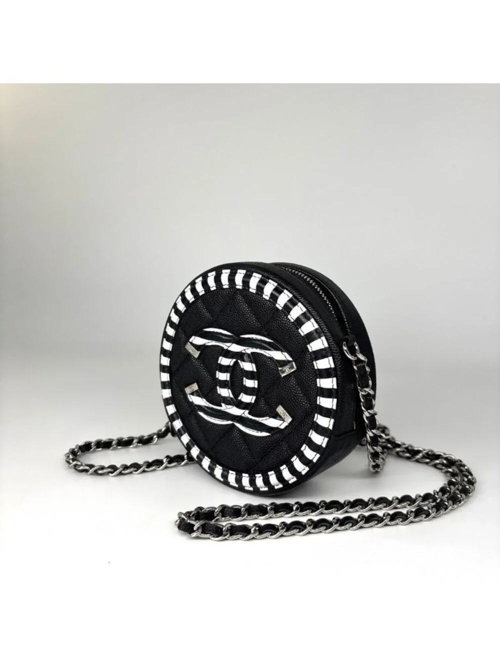 Chanel CC Filigree Caviar Leather Round Shoulder
